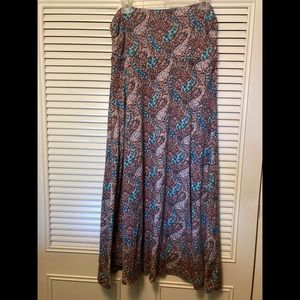 XL- Maxi skirt/Medi dress; pink and blue paisley; soft, comfy, stretchy